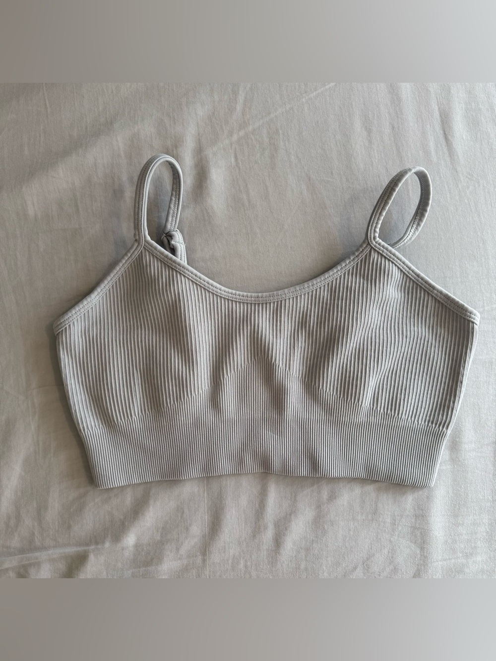 OQQ Ribbed Seamless Bralette in Light Blue-Gray